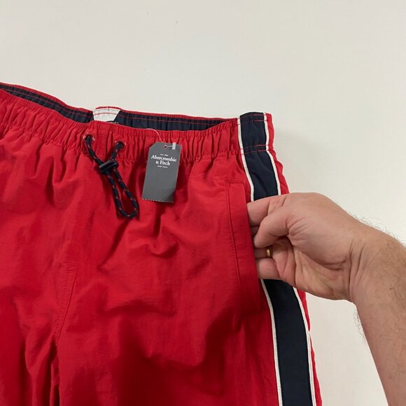 Abercrombie & Fitch Red Sweatpants with Black Stripes - Picture 6 of 16